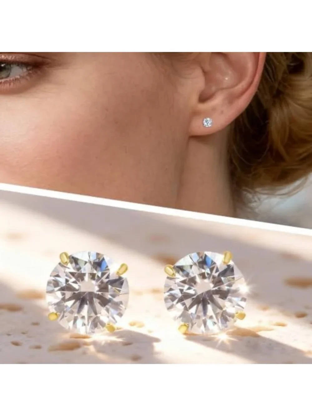 Elegant Moissanite Stud Earrings - 3 Pairs Titanium Screw Back Jewelry Set